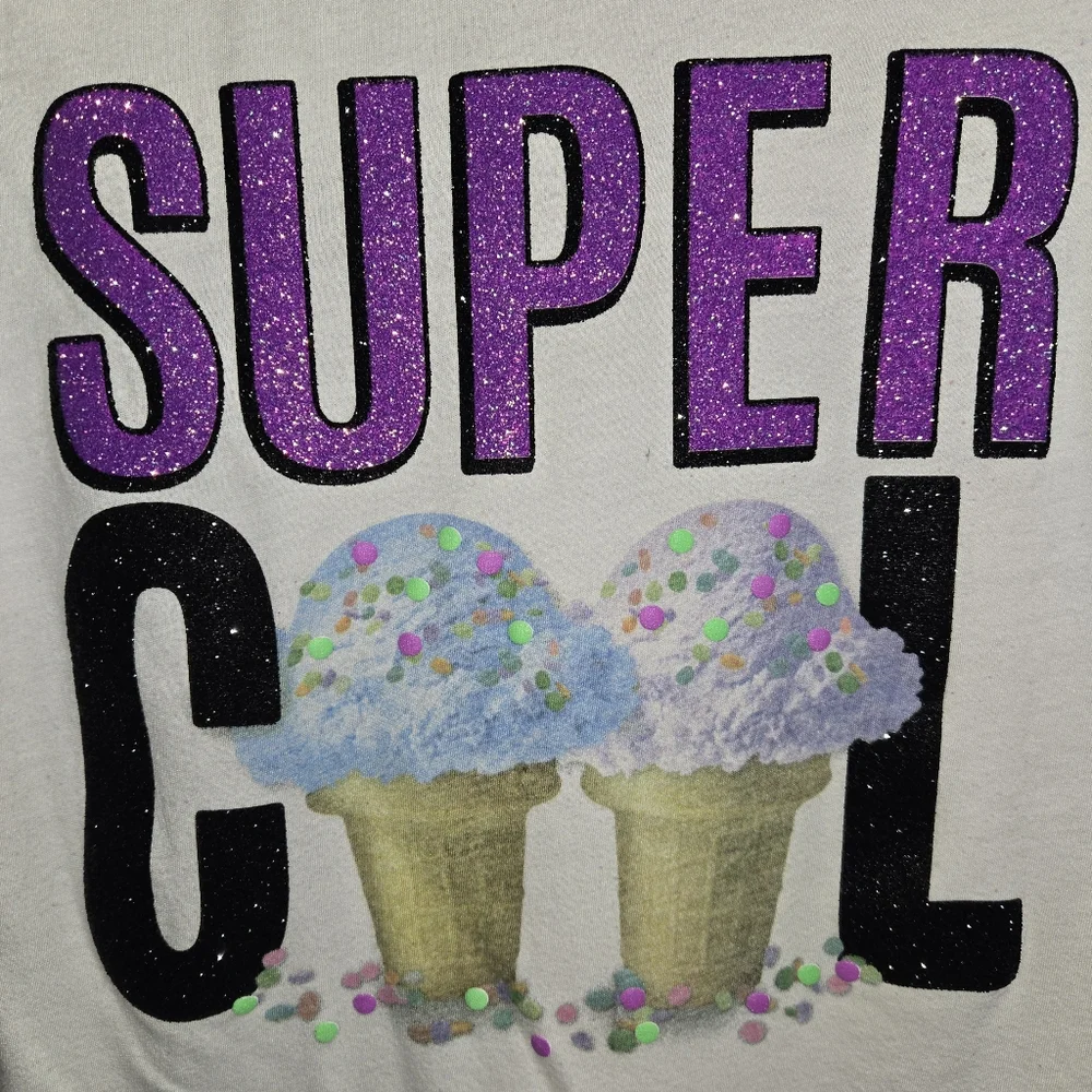 Justice Super Cool Ice Cream Graphic Shirt Sleeve Jersey Tee Sz 12
